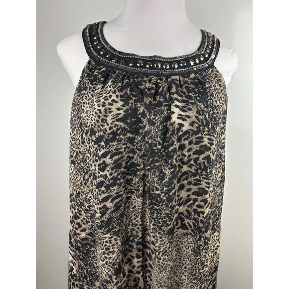 Speed Control NY Animal Print Beaded Sequin Neck Sleeveless Dress Plus Size 1X - Picture 4 of 13